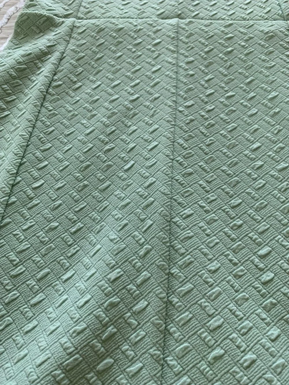 Sage Green 1950's Style Embossed Tulip Style Faux Wrap Dress Size: XS - Picture 8 of 10